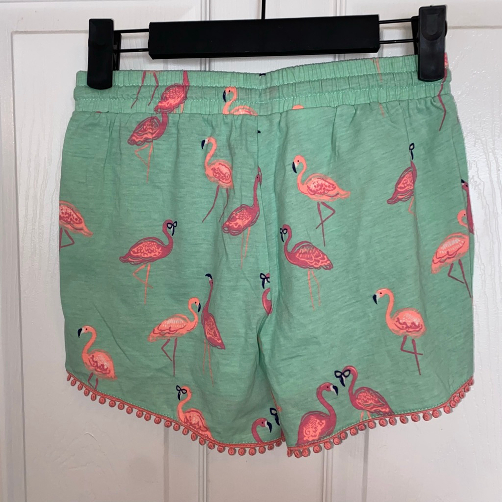 Girls Rumi + Ryder Shorts Size M Green Flamingo Print NWT - Picture 2 of 3